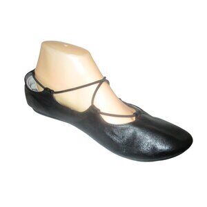 *Lemon and Lime Midnight Blue Leather Flats Criss-cross Lace-on - Size EU41